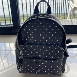 NWT Coach Mini Campus Bandana Printed
Skull Black Leather Backpack Bag 38356